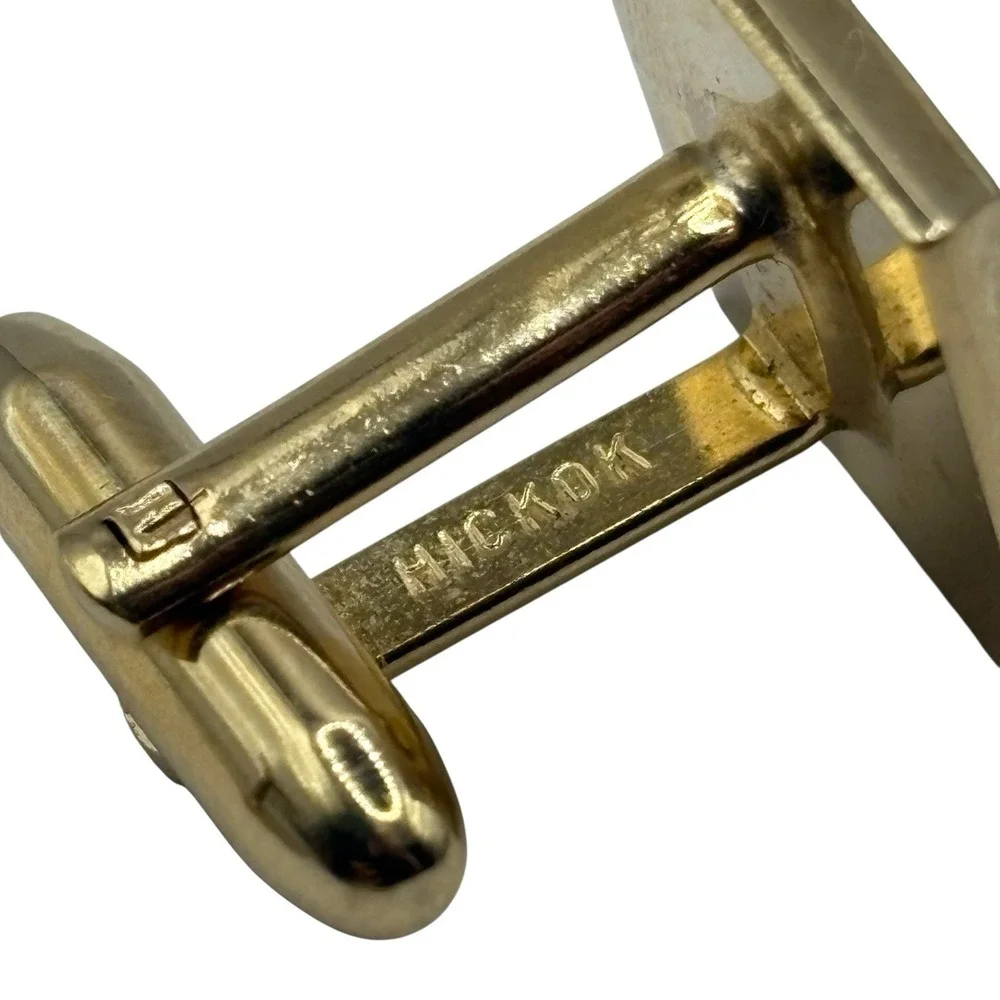 Initial L Monogram Hickok‎ USA Cufflinks Letter Vintage Two Tone Script Square